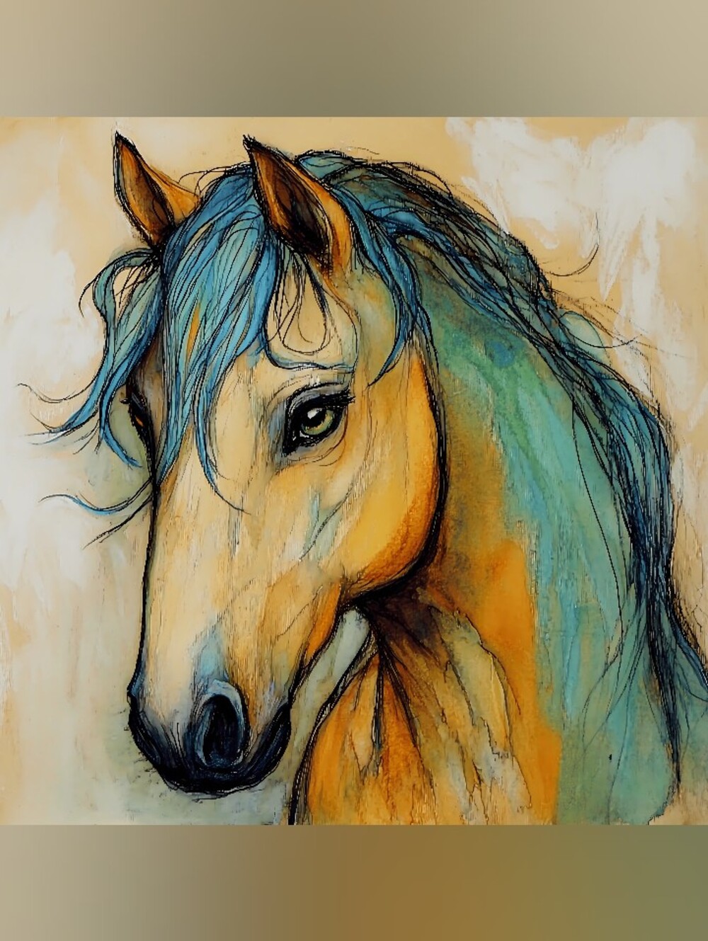 4pc=Beautiful Water Color Horse Prints